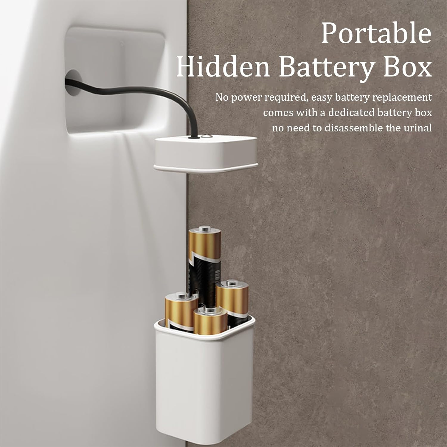 Adjustable Wall-Mounted Ceramic Urinal With Water Gun,Commercial Flushing Urinals,Intelligent Sensor Flush Male Urinal,for Small Bathrooms Restrooms(White)