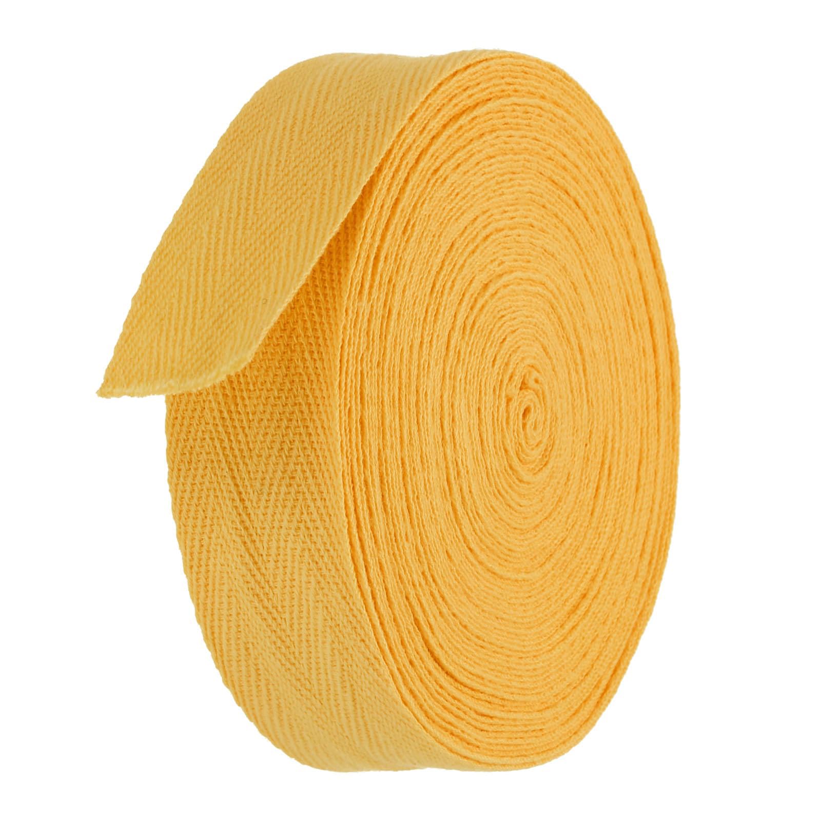 TA-VIGOR Cotton Twill Tape Ribbon 25mm, 10 Yards Bias Binding Tape Bunting Tape Soft Natural Herringbone Webbing Tape Roll for Sewing Dressmaking Gift Wrapping DIY Craft, Gold