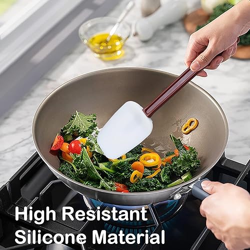 Miniatura 6 de Juego de 2 espátulas de silicona de 16.5 pulgadas, resistentes al calor, espátulas de goma de alta resistencia, juego de espátulas comerciales para