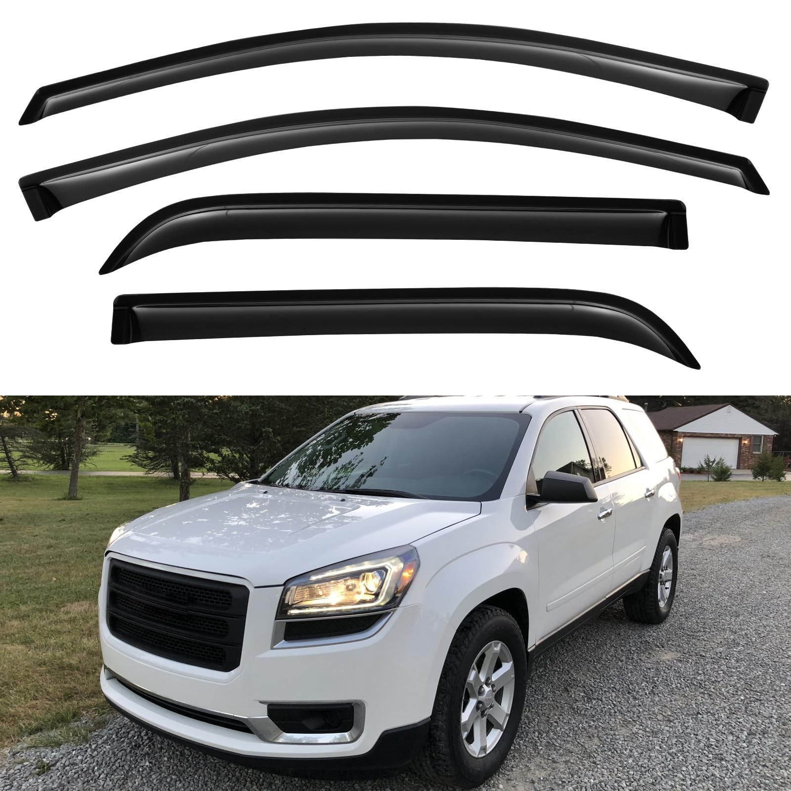 Window Rain Guards Shield for 2007-2016 GMC Acadia, Window Vent Visors Shades Wind Deflectors for 2007-2010 Saturn Outlook 2017 Acadia Limited