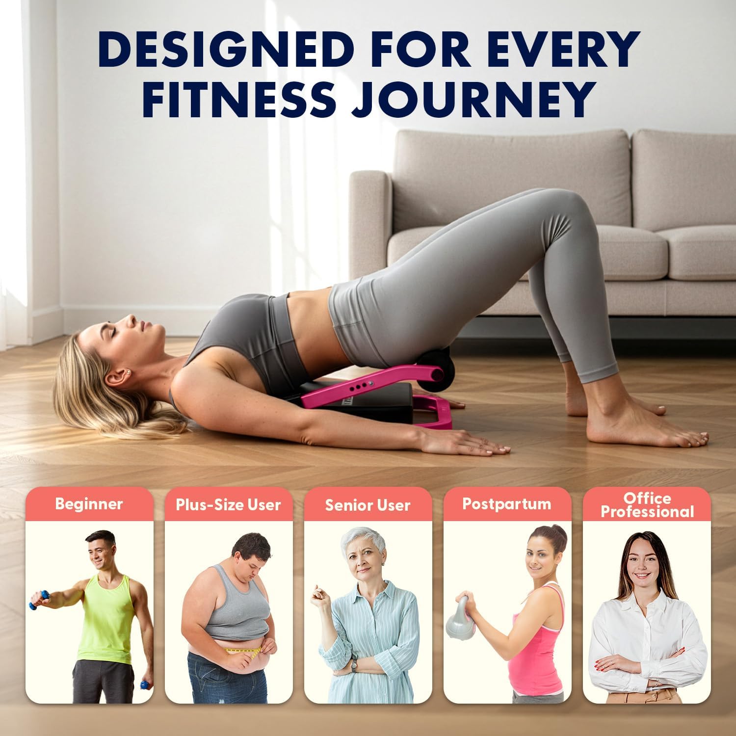 Squatz Ab Machine for Stomach Workout – Core & Sit-Up Exercise Equipment with 3 Resistance Levels for Home Gym, Adjustable Ab Trainer for Full-Body Workout with Automatic Rebound, 350 lbs Capacity