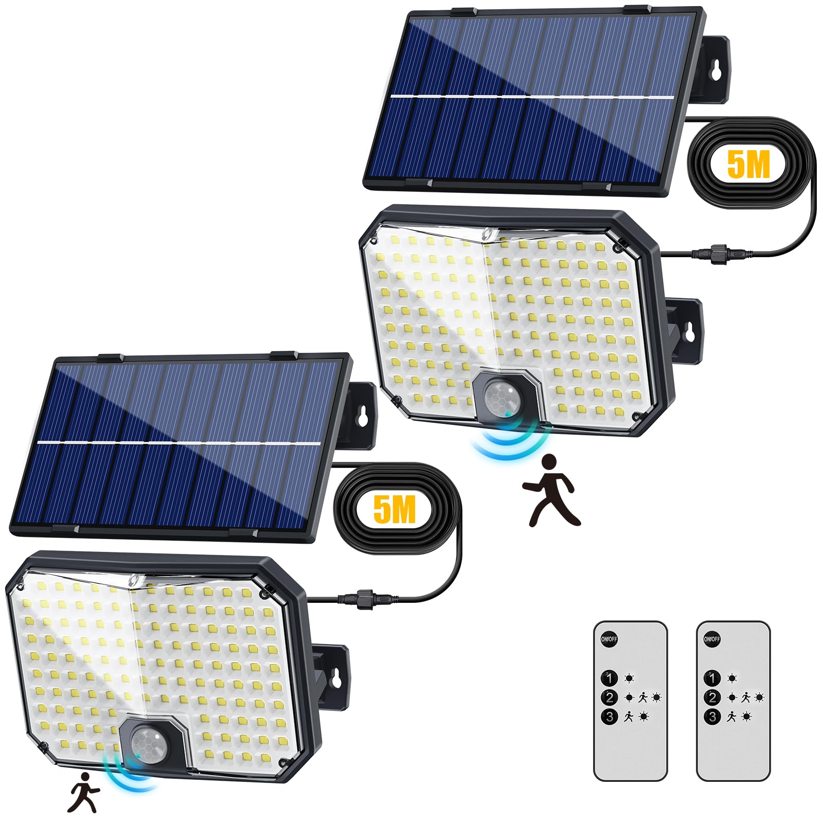 Luci Solari Esterno Con Sensore Movimento - 2 Faretti LED 56 LED, IP65, Telecomando - Foto 9
