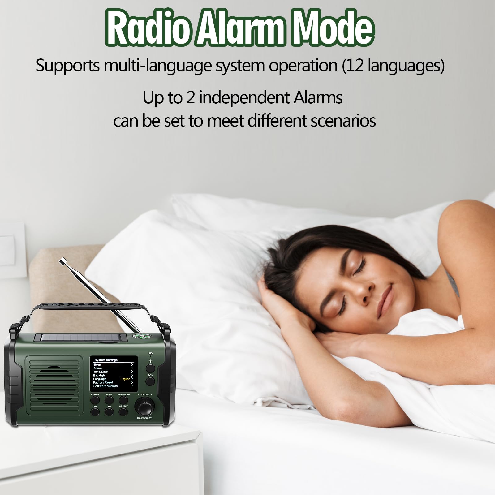 20000mAh Kurbelradio mit Handyladefunktion Solar DAB/DAB+/UKW Radio,3 Lademethoden 11 in 1 Bluetooth 5.3 Tragbares Notfallradio mit Powerbank,SOS,Taschenlampe,Kompass,TF Karte,Leselampe