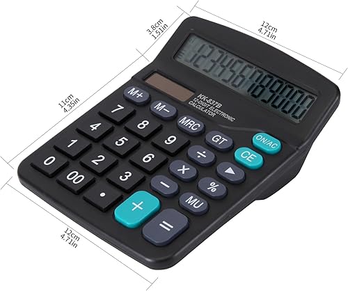 Miniatura 4 de Calculadora de escritorio Calculadora de oficina de 12 dígitos con pantalla grande, energía solar dual y batería, calculadora de botón grande