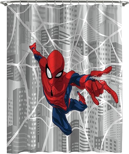 Jay Franco Marvel Spiderman City Web - Cortina de ducha y tela de fácil cuidado para niños (producto oficial de Marvel)