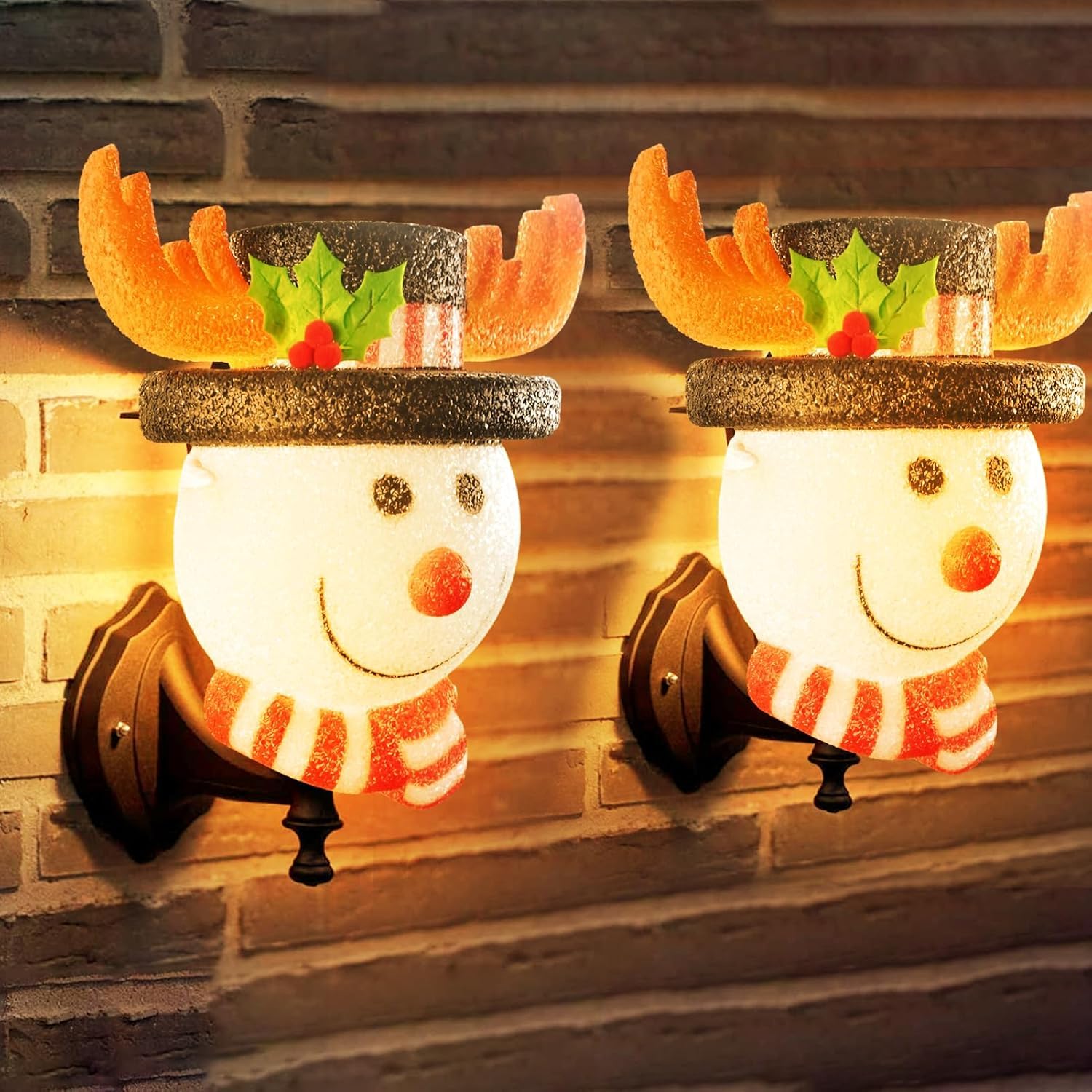 2 Pack 12" Snowman Porch Christmas Light Covers, Outdoor Indoor Holiday Decoration Lampshade for Garage Lights Front Doors Yards Gardens Post Large Lamps Corridors Parties