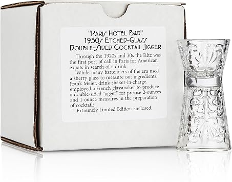 Crystal Double-Sided Jigger 1930s Paris Hotel BarInspired Precision Measure Gift Box Collection