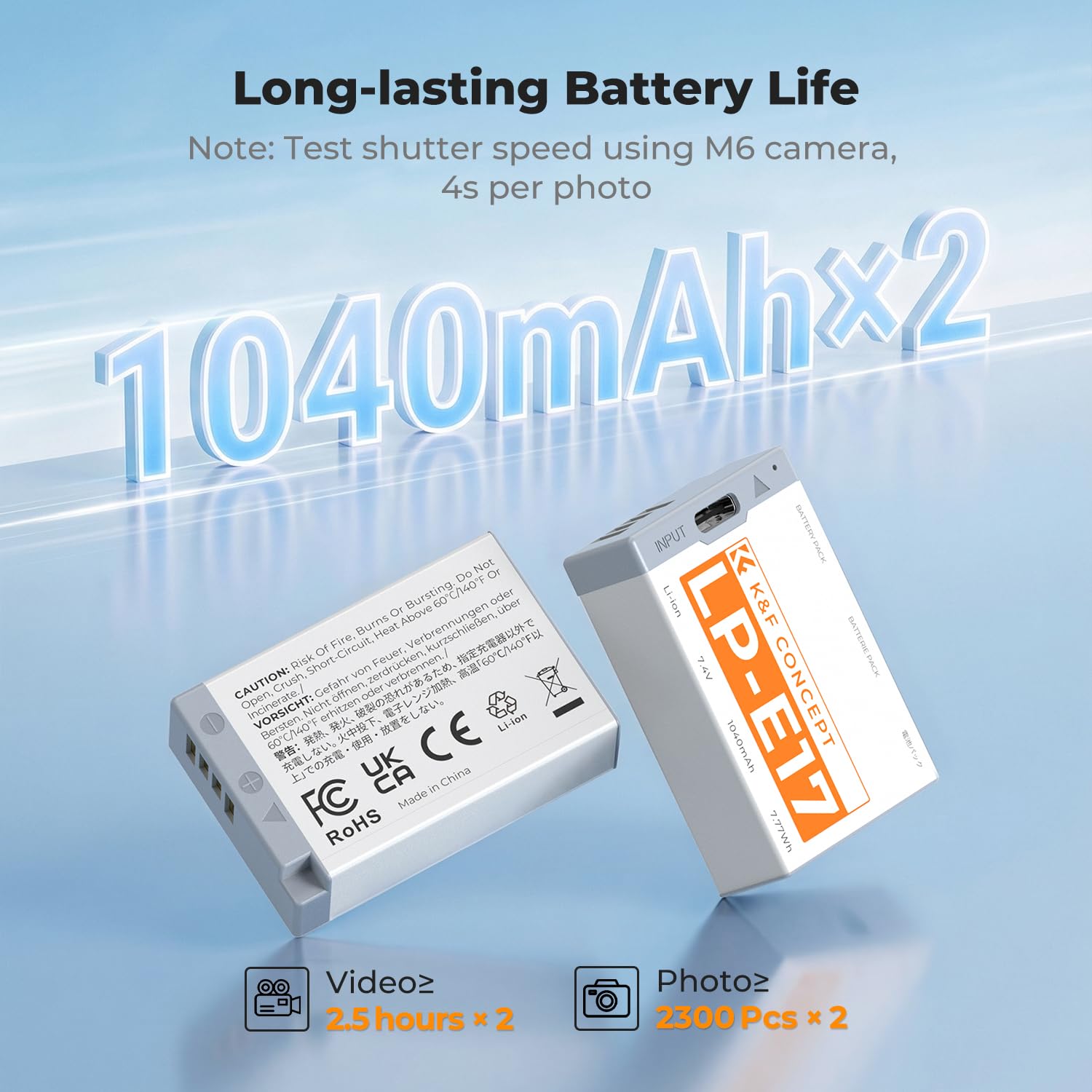 Amazon.com: K&F CONCEPT 2-Pack LP-E17 Battery, USB-C R50 Battery