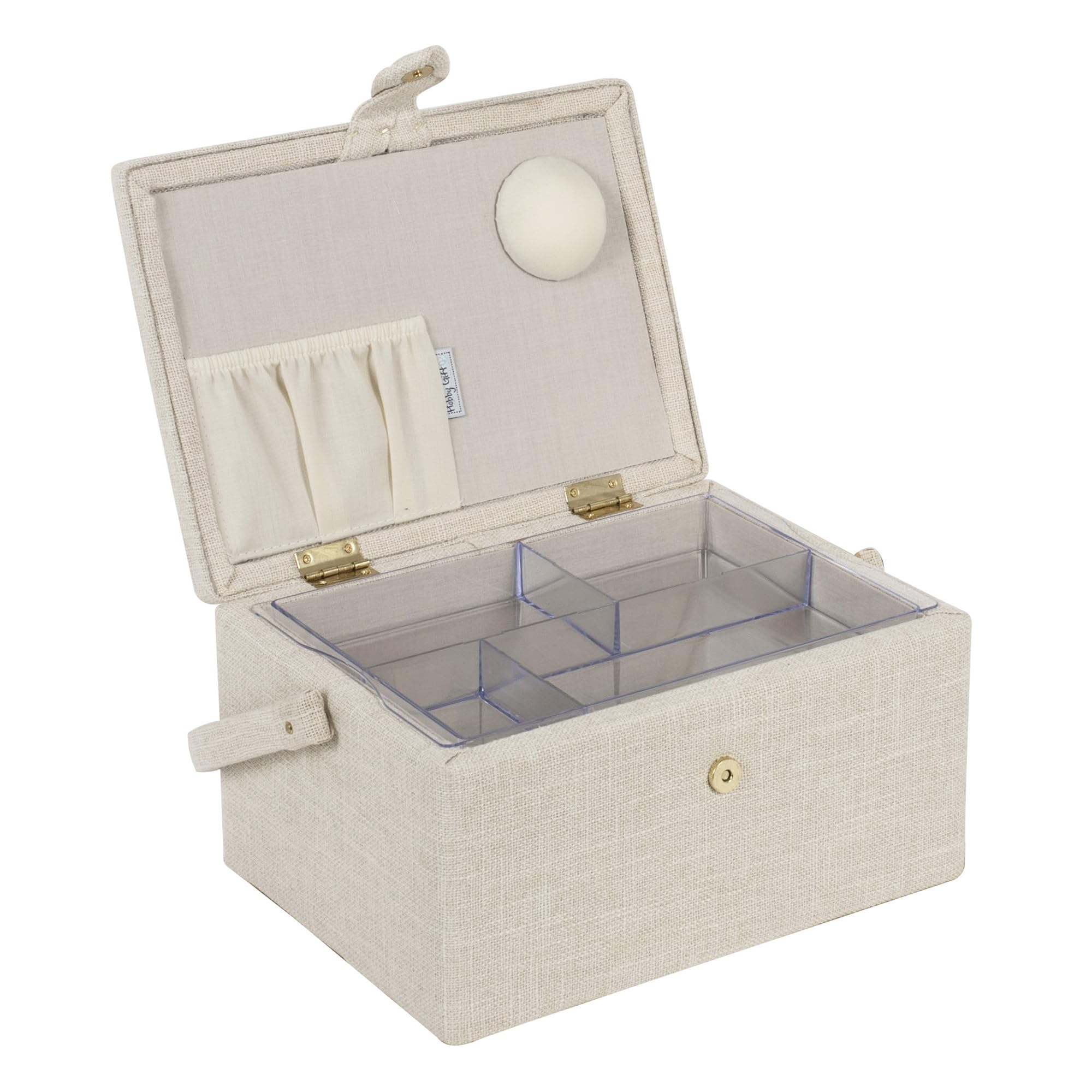 Hobby Gift Boîte à Couture Moyenne avec Poignée, Panier de Rangement Couture en Coton avec Compartiments pour Outils et Accessoires, Boîte Loisirs Créatifs, 18,5 x 25,5 x 14,5 cm, Hortensia