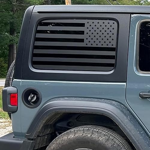 Miniatura 5 de Calcomanía de bandera estadounidense para ventana trasera compatible con Jeep Wrangler JL JLU 2018-2024 2025 (versión de 4 puertas), calcomanía de