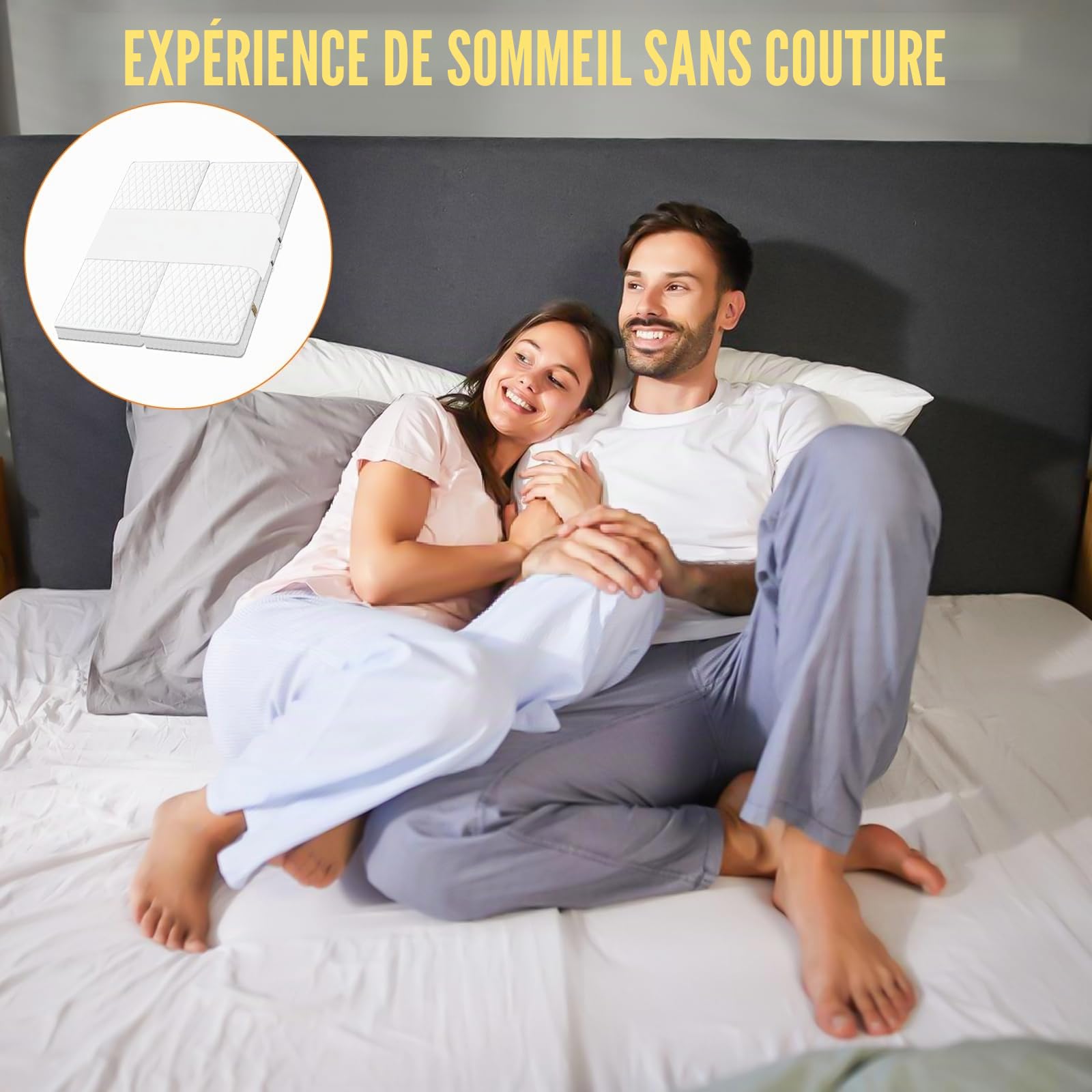 Pont d'amour pour matelas, 230 x 50 cm, pas de glissement, cale de matelas réglable avec boucle en métal, support de matelas contre les matelas pour les couples et les familles