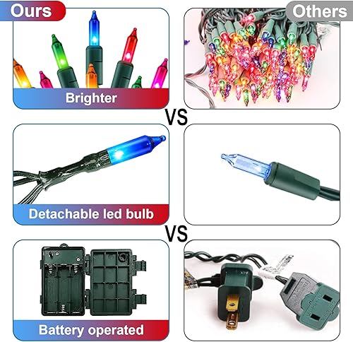 Miniatura 3 de Luces de Navidad alimentadas por pilas, paquete de 2 unidades de 60 luces LED de 20 pies, funciona con pilas, luces de Navidad, luces de ambiente de