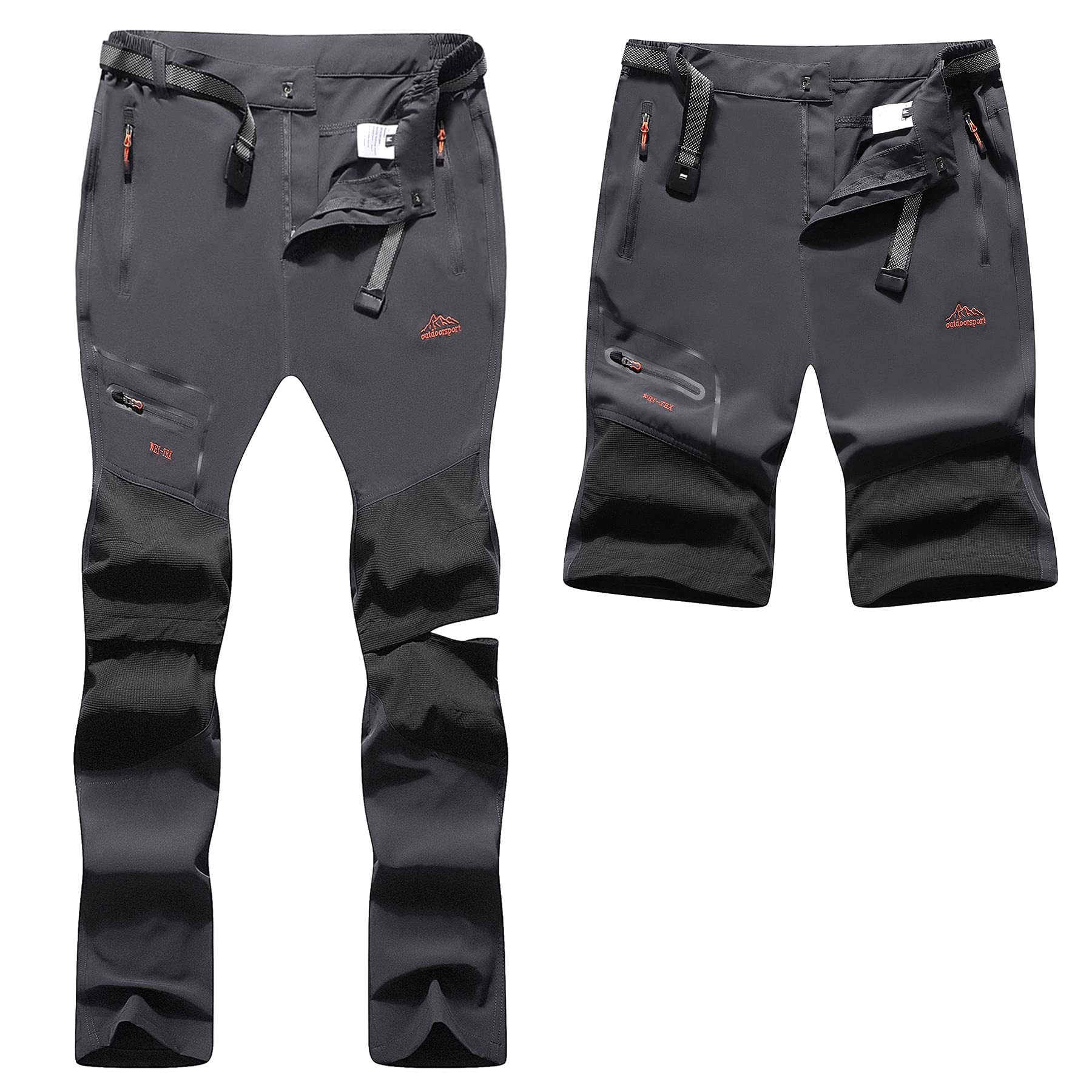 BenBoy Herren Wanderhose Wasserdicht Outdoorhose Atmungsaktiv Zip Off Trekkinghose Schnell Trockend Leicht Camping Sommer Softshellhose Funktionshose