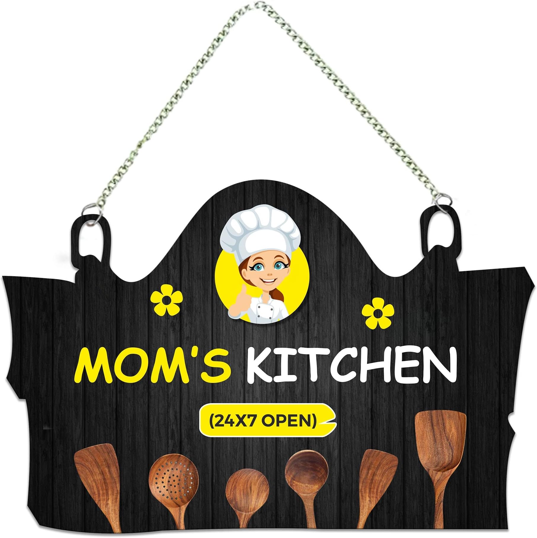 Artvibes Mom's Kitchen Printed MDF Wooden Wall Art For Cafe | Kitchen | Restaurants | Quotes Decor Item | Kitchen Quotes Wall Hanging | Wall Sculpture | Signs & Plaques | Gift Items (WH_3717N)