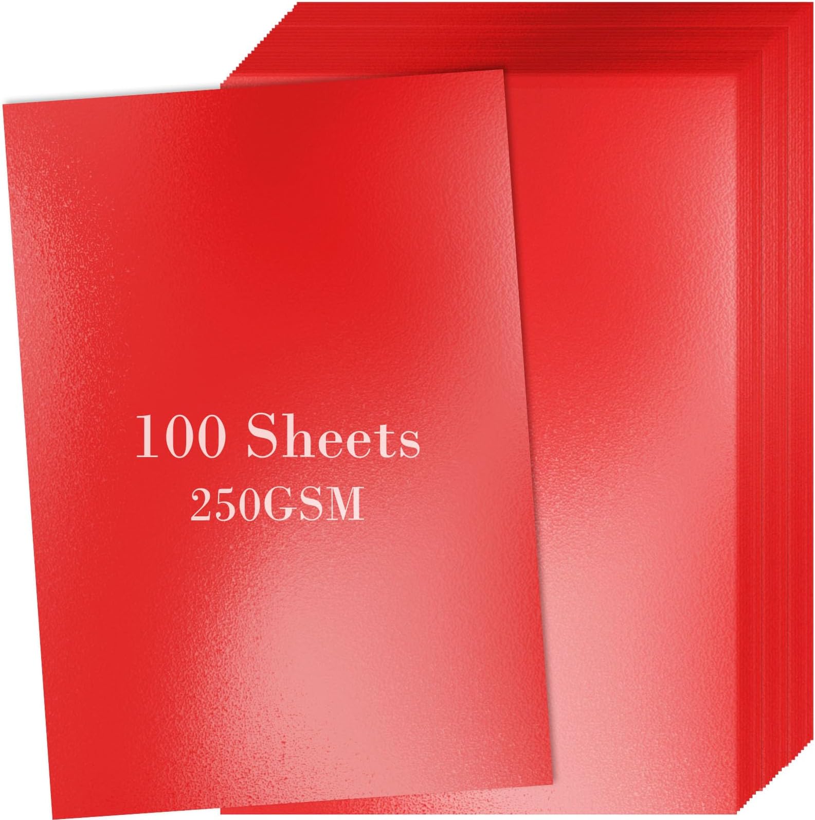 100 Sheets Metallic Red Cardstock Paper Bulk, Red Paper
