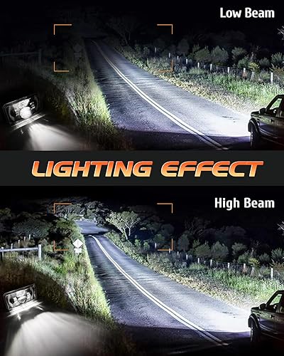 Miniatura 7 de CO LIGHT 4 faros delanteros LED aprobados por DOT de 4 x 6 pulgadas, haz sellado de 80 W, halo ámbar, reemplazo rectangular H4651 H4652 H4656 H4666