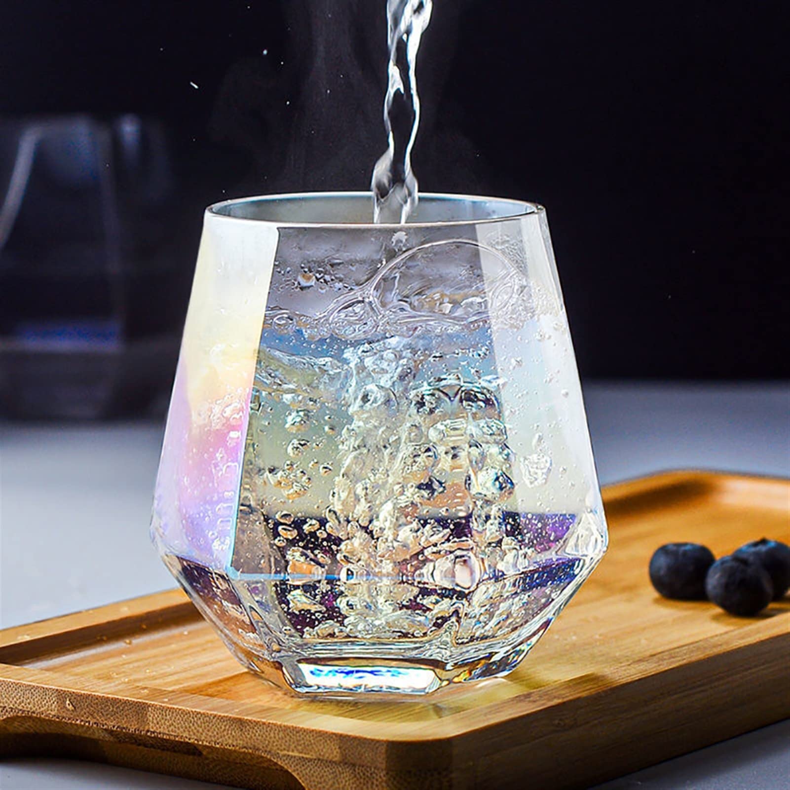 Bicchieri Acqua Vetro Forma di diamante Bere occhiali da bicchieri colorati tazze di vetro cocktail champagne vino whisky occhiali da cucina in vetro (300 ml) Bicchieri Acqua ( Color : D )
