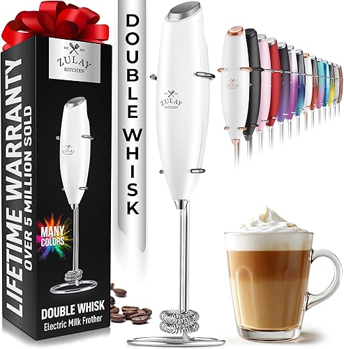 Miniatura 36 de Zulay - Potente espumador de leche con 4 pilas Duracell incluidas, manual, potente espumador de leche para capuchino, frappé, matcha y crema de