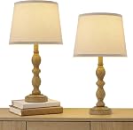 GyroVu Lamps for Bedroom, 20.5" Beside Lamps Set of 2, Farmhouse Nightstand Lamp with Linen Fabric Lampshade, Rotary Switch, Table Lamp for Living Room Bedroom Office (Brown)