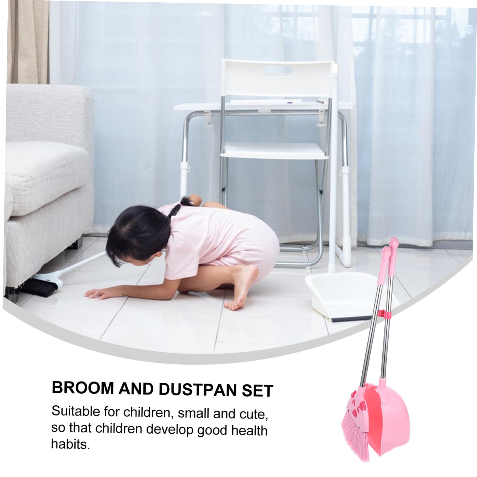 IWOWHERO Cartoon Broom and Dustpan Set Kids Cleaning Set Promote Parent-Child Bonding