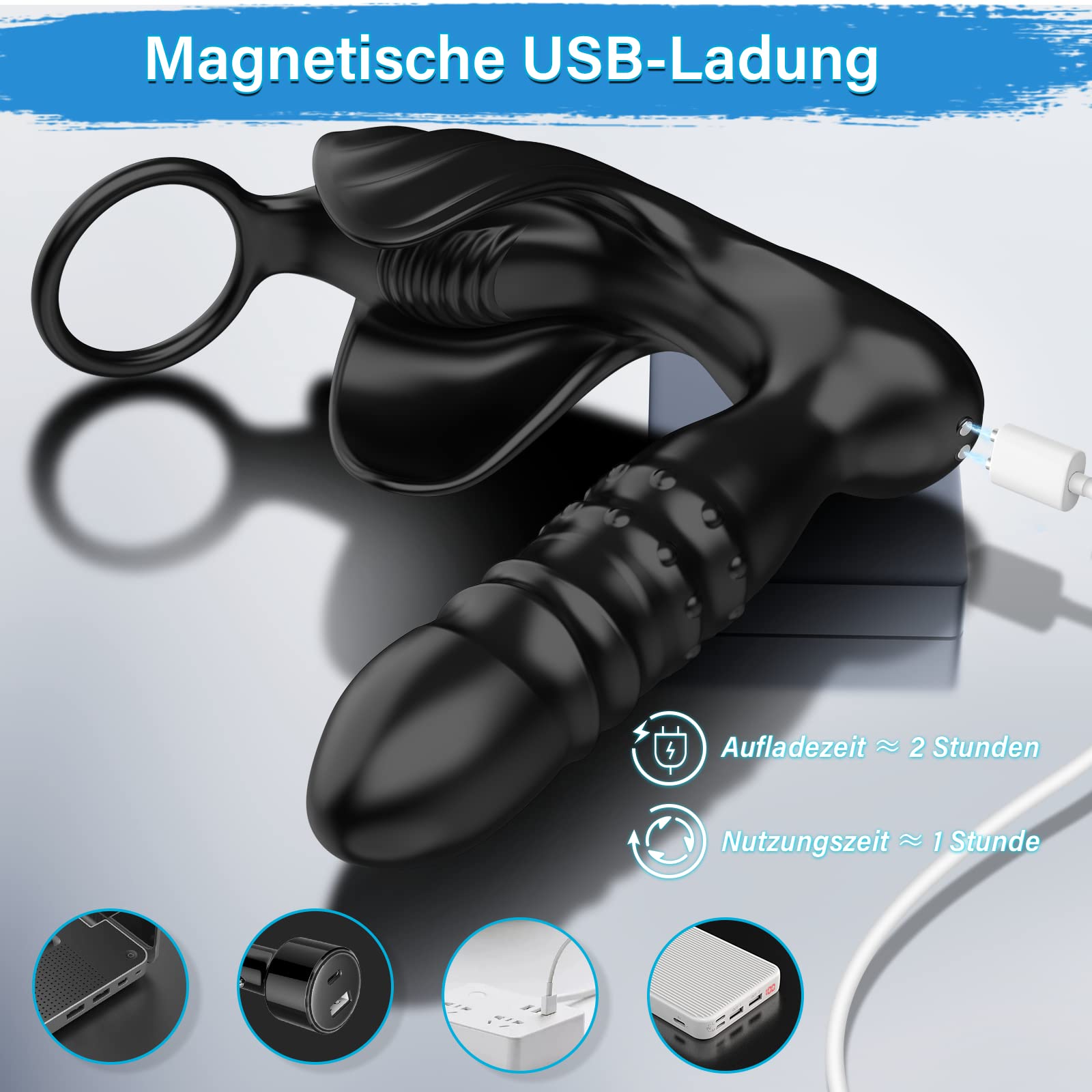Humbuzz Giocattoli sessuali vibratori anali dildo per uomini vibratore prostatico anale gay con 9 modalità telescopiche e modalità di vibrazione plug anale,massaggiatori di stimolazione anale