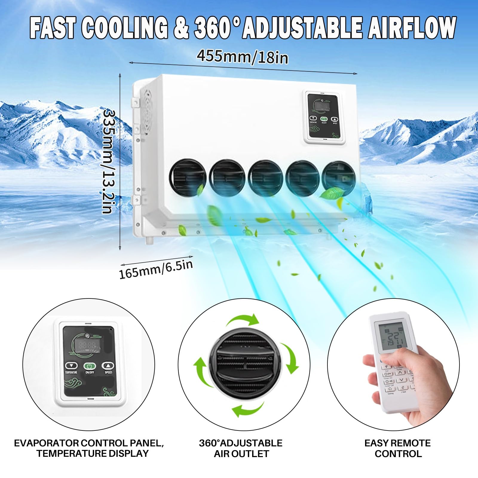Unità di condizionamento d'aria, 12V 24V Universale Elettrico Parcheggio Aria Condizionata Condizionatore Split Sistema di Raffreddamento Per Tronco Escavatori Mietitrice,per casa e camper(Red 24V)
