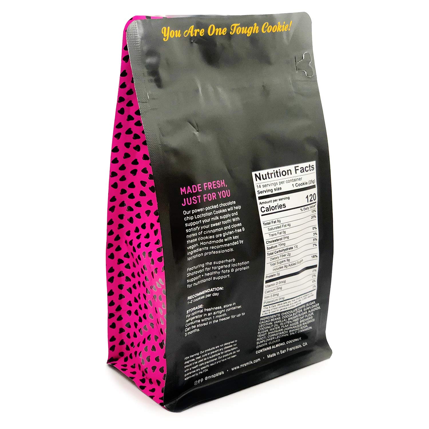 Mrs. Patel's Lactation Cookies, Chocolate Chip Chai, Featuring Shatavari, Handcrafted and Baked Fresh, Gluten-Free, Dairy-Free, Vegan, Fenugreek Free (3 Bags)