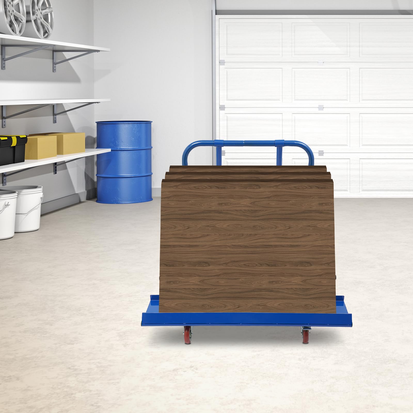 Plattenkarren, 800 kg Tragkraft, Plattenwagen mit 4 Rädern, Transportwagen für Holzplatten, Fenstern, Türen (Blau)