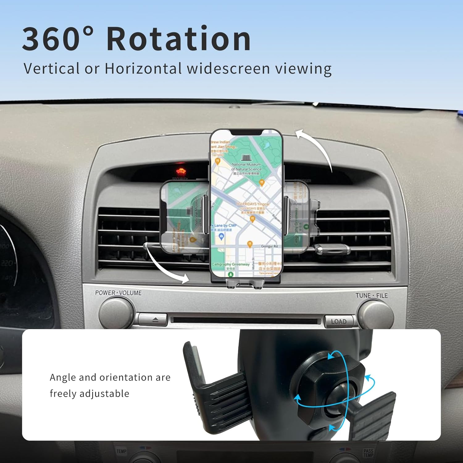 Car Phone Holder for Toyota Camry 2006–2011 Auto Accessories,Vehicle-Specific Dashboard Phone Mount,360° Rotating Adjustable Clip Phone Cradle,Fixed Clip Cell Phone Mount Hands-Free