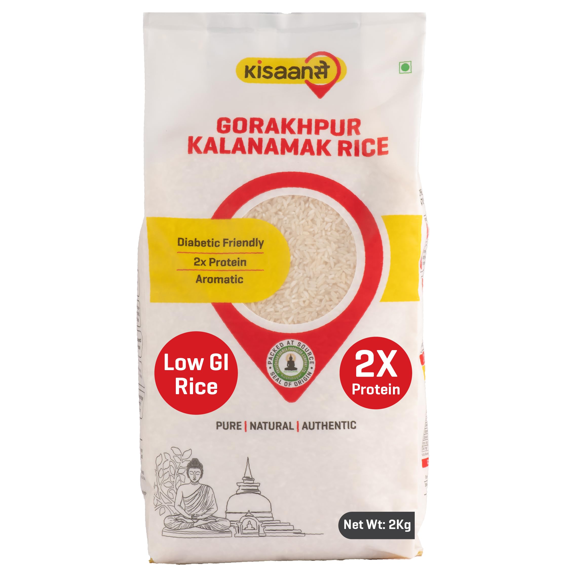 Gorakhpur Kalanamak Rice 2KG | Diabetic Friendly | Aromatic | Unpolished | High in Iron & Protein | Rich In Nutrients & Fiber | Buddha Rice | Traditionally Milled I Low GI I