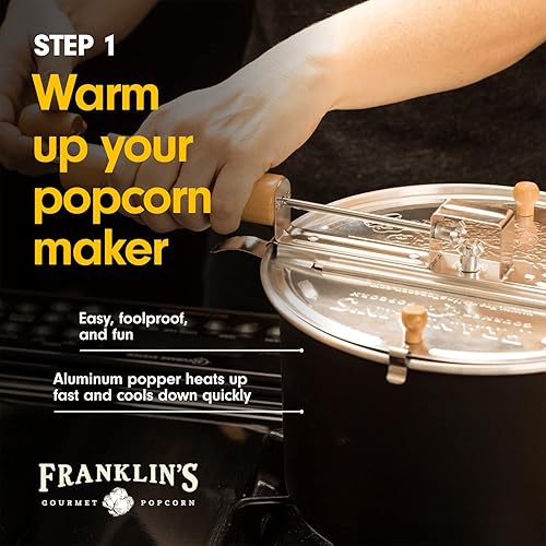 Miniatura 6 de Franklin's Gourmet Popcorn - Paquetes de noche de película - Whirley Popper, 13.5 onzas de granos de maíz clásicos, 8 onzas de sal saborizada a