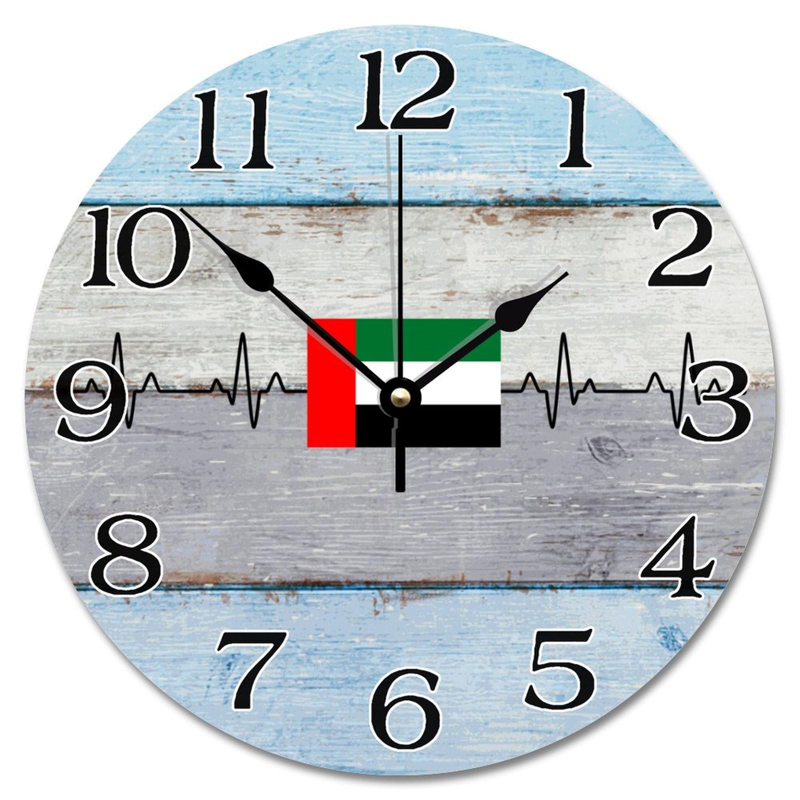 Horloge murale drapeau Émirats déco vintage pour salon rétro