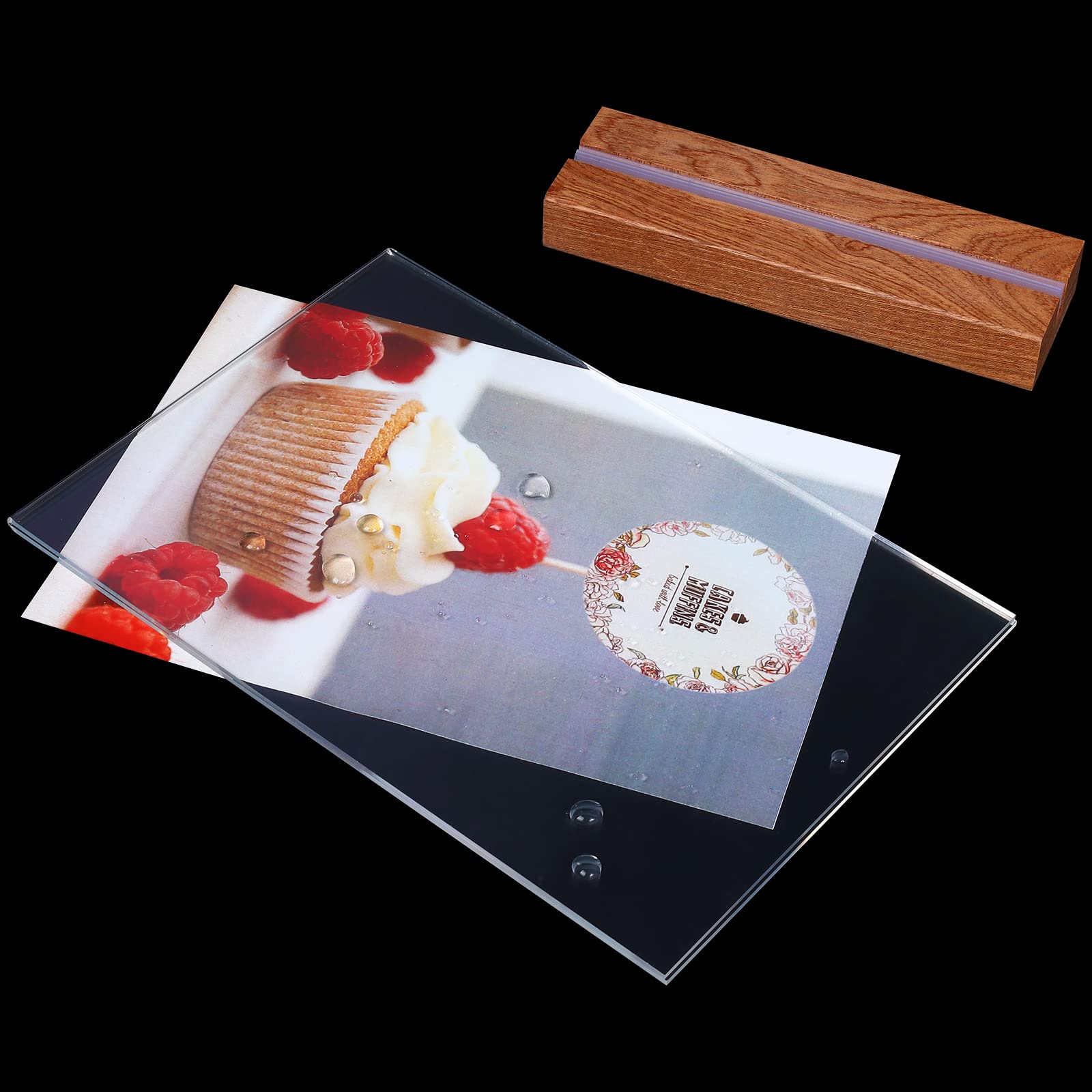 Présentoirs de Table A4,Lot de 4 T-Base en Bois Support pour Menu | Support de Présentation,A4 Porte Affiche Double Face en Forme de T pour Restaurant,Hôtel,Documents,Bureau,Magasin
