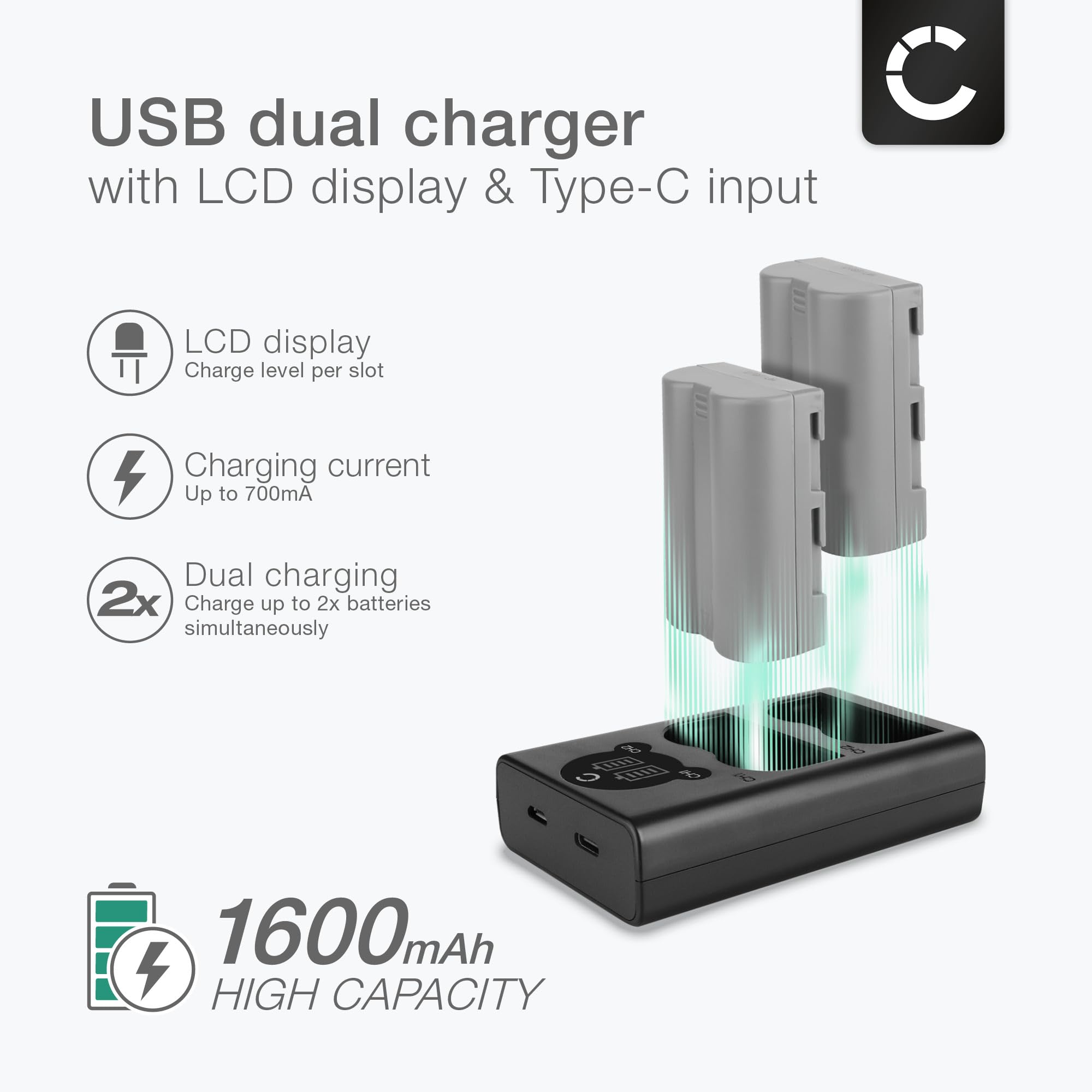 CELLONIC Bateria EN-EL3e 1600mAh + Ładowarka MH-18a Kompatybilny z Nikon D700 D70s D80 D900 D100 D200 D300 D300S D50 D70
