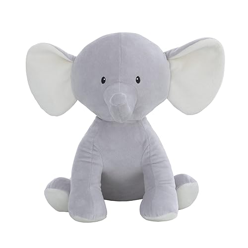 NoJo Riley The Elephant - Animal de peluche súper suave con orejas grandes, color gris y blanco, 12 pulgadas
