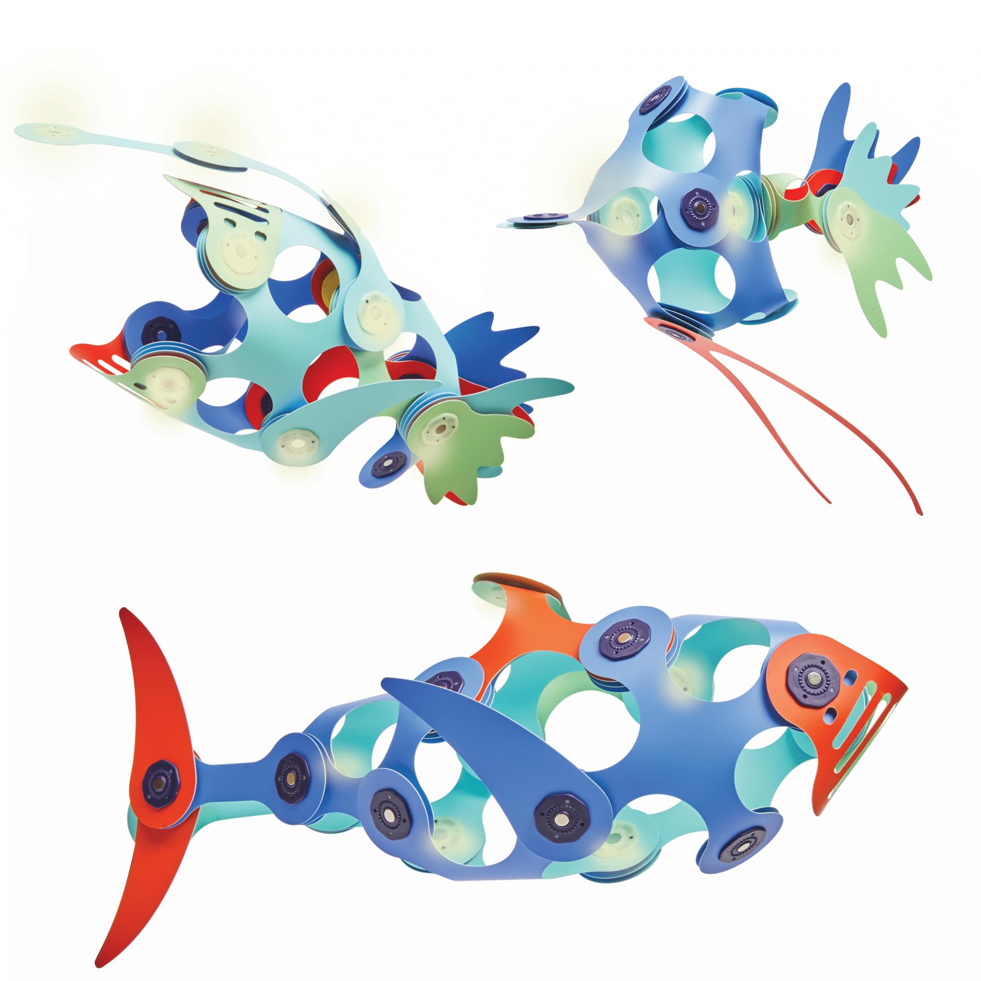 Clixo Ocean Creatures. Juguete magnético niños, Piezas Flexibles duraderas. Educativo, Brillo Oscuridad, Stem. Juego Viaje. 6+ Años. 24 Piezas