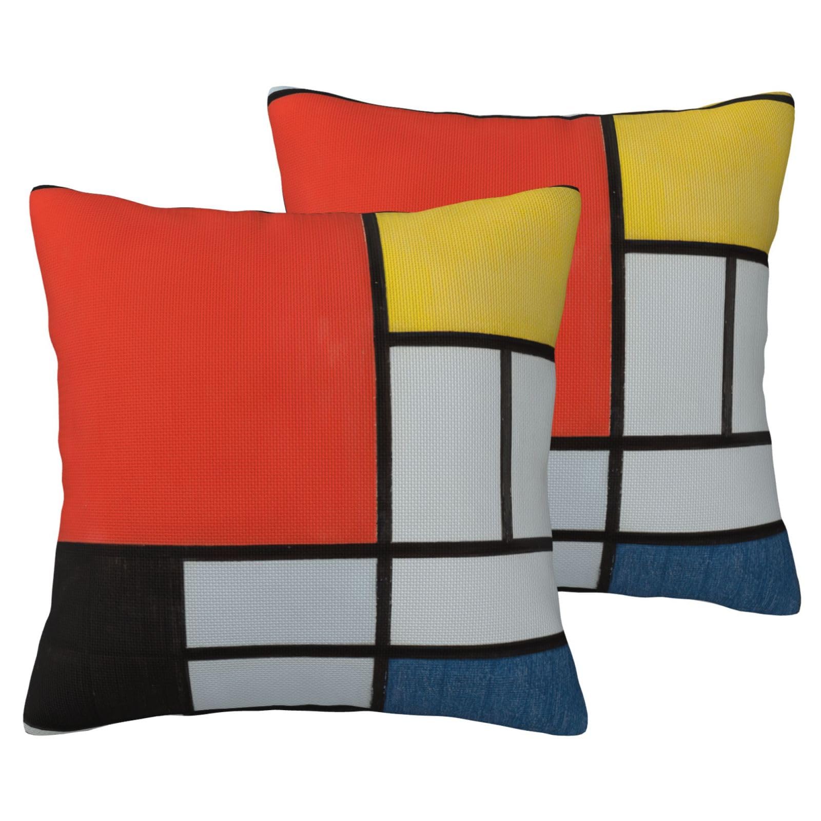 Composition en rouge jaune bleu noir housses de coussin EdWal lot de 2