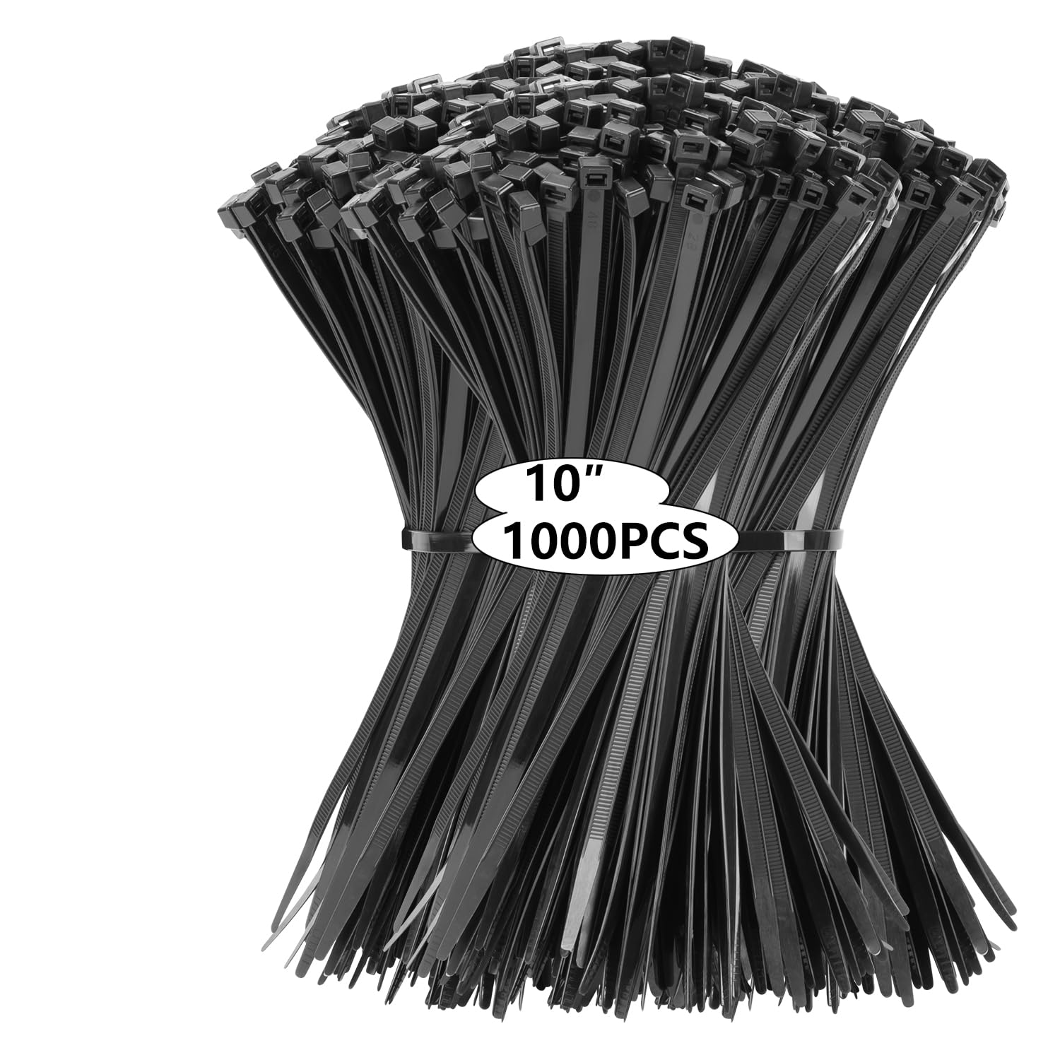 MasiStranth 1000PCS 10 inch Black Zip Ties 75LBS Tensile Strength Self-Locking heavy duty UV Resistant Cable Tie Wraps for indoor and outdoor use(