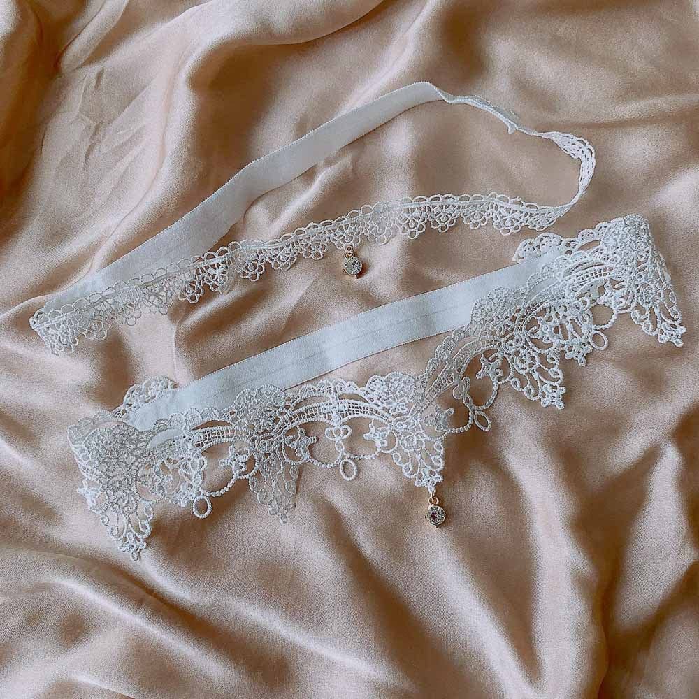 Donne Nero Sexy Gamba in Pizzo Anello Coscia Cerchio Accessori da Sposa in Pizzo Giarrettiera da Sposa (Color : Black, Size : Medium)