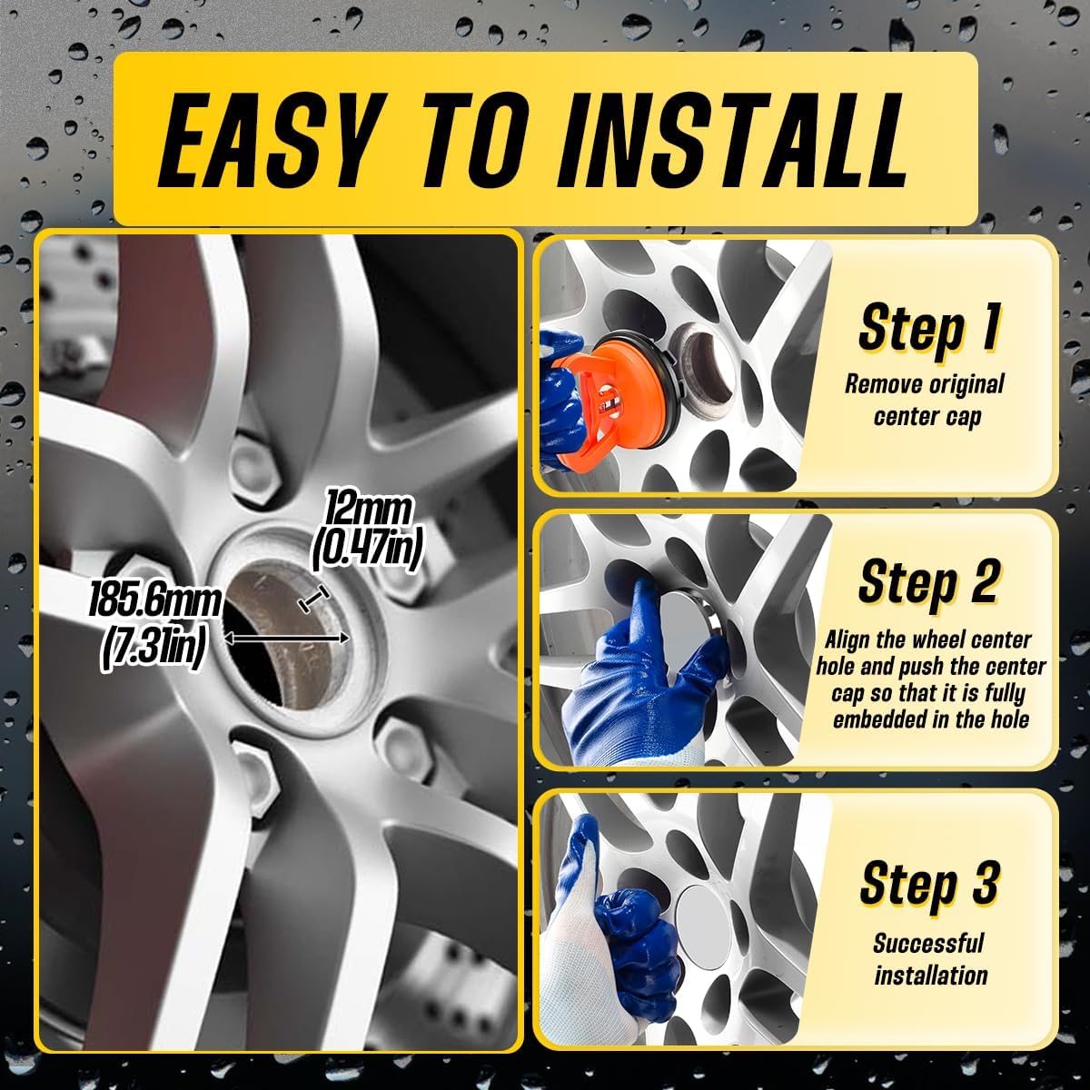 2Pcs Wheel Center Caps for 2015-2019 Sierra 2500 Denali 20" 10 Slot Wheel Rim 235mm(9.25in) Chrome Hub Cap, Replacement 22909152 22910733 Wheel Cover