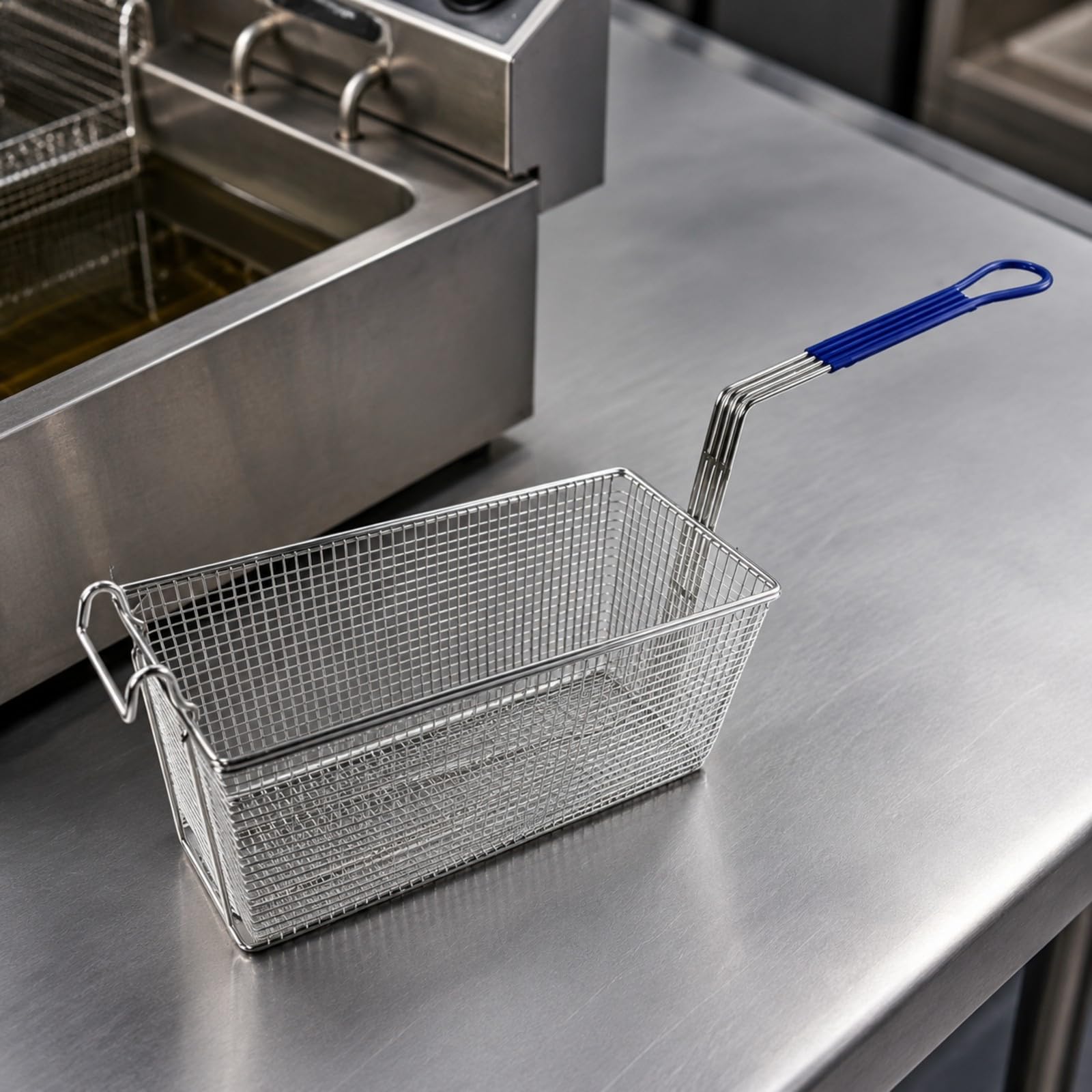predolo Cesta Malla para Freidora Práctico | Conveniente, Cesta Freír con Asa, Uniforme, para Cocina, Restaurante, 33.5x16.5x15cm