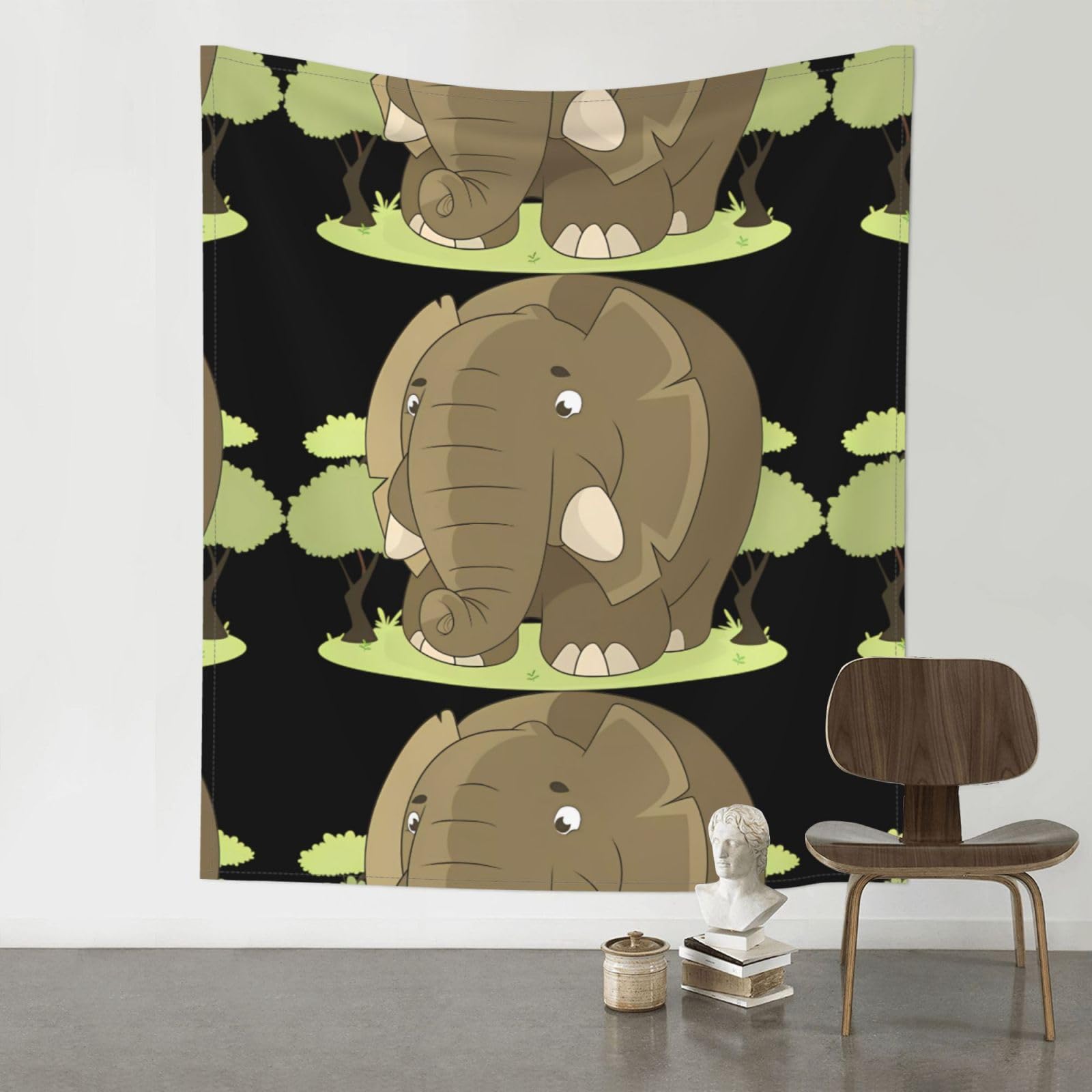 YYHWHJDE Cute Cartoon Elephant Prints Wall Tapestry 60x51in - High-Grade Polyester Throw for Dorm Room Decor, Beach Blankets & Home Accent