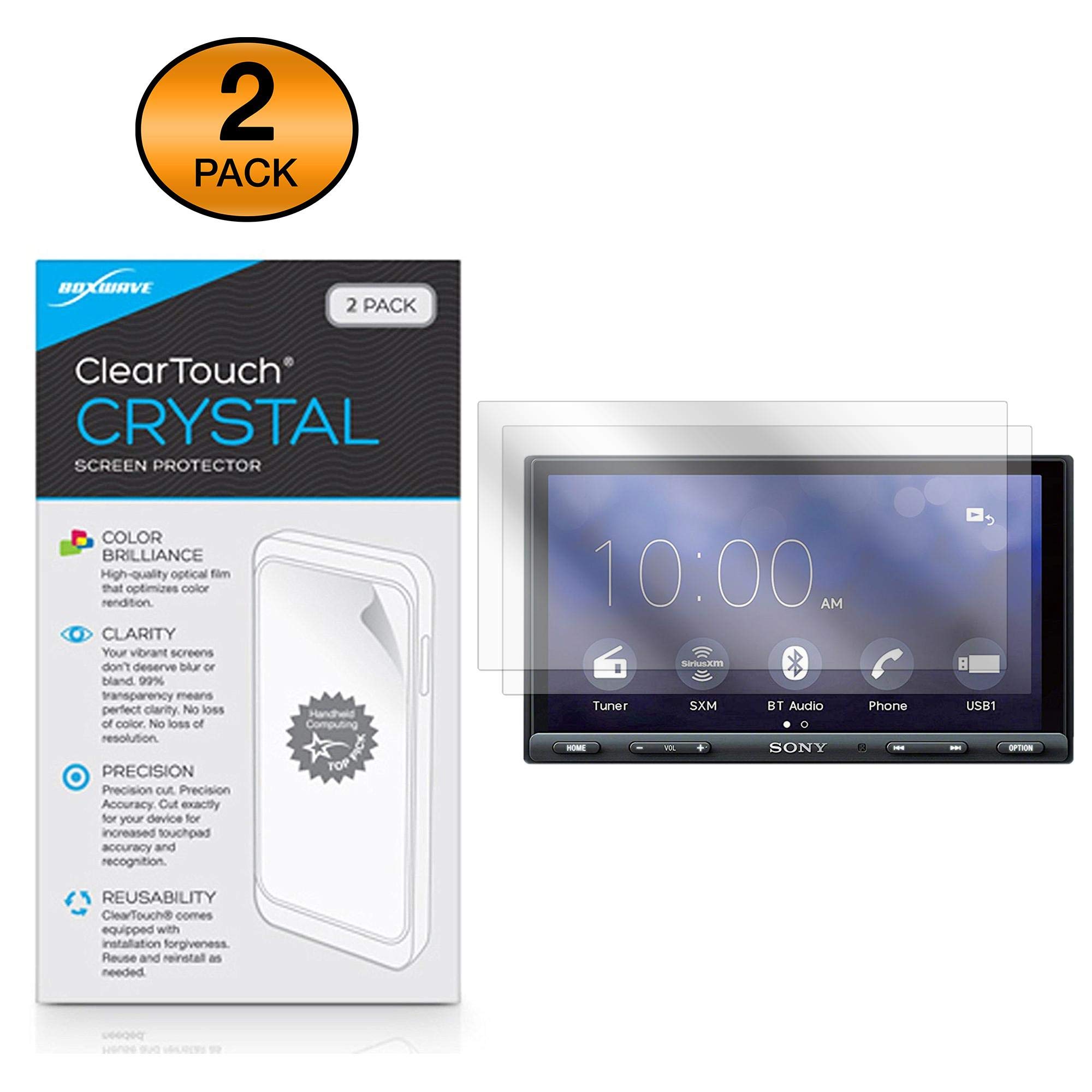 BoxWave ClearTouch Crystal Screen Protector (2-Pack) - HD Film Skin for Sony XAV-AX5000 & XAV-AX7000