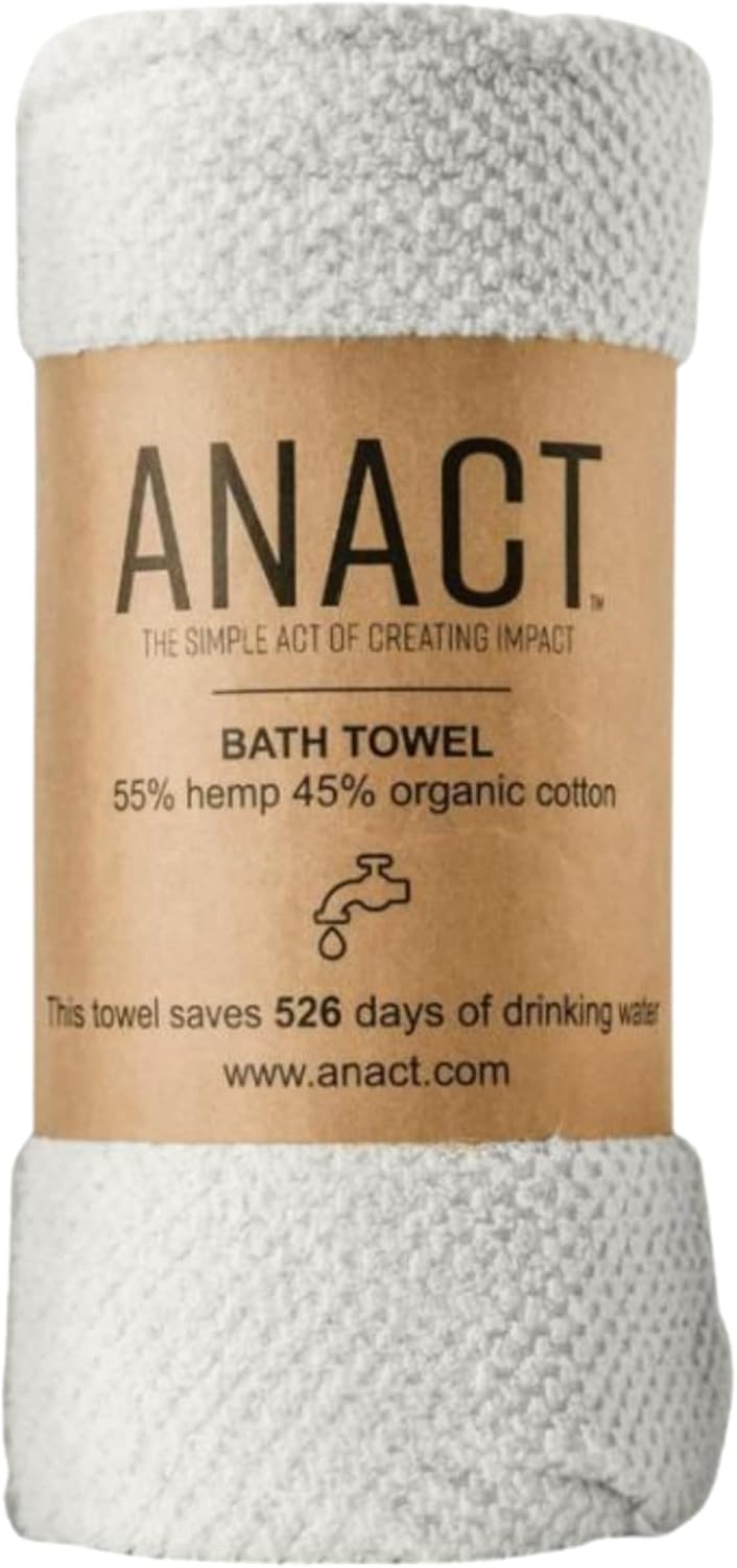 Hemp Bath Towel - Fast Drying Organic Cotton Blend Spa Quality- 55% Hemp, 45% Organic Cotton Textured Absorbent Bath Towel - White
