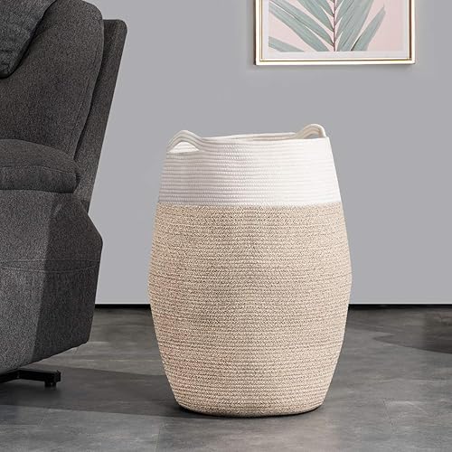 Miniatura 4 de Youdenova - Cesta de cuerda de algodón para ropa sucia, 105 litros, plegable, cesta de almacenamiento de ropa para mantas, organización de