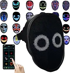 Máscara de LED Depointer Life compatível com Bluetooth, controlada por aplicativo, máscara brilhante, personalizável, iluminada
