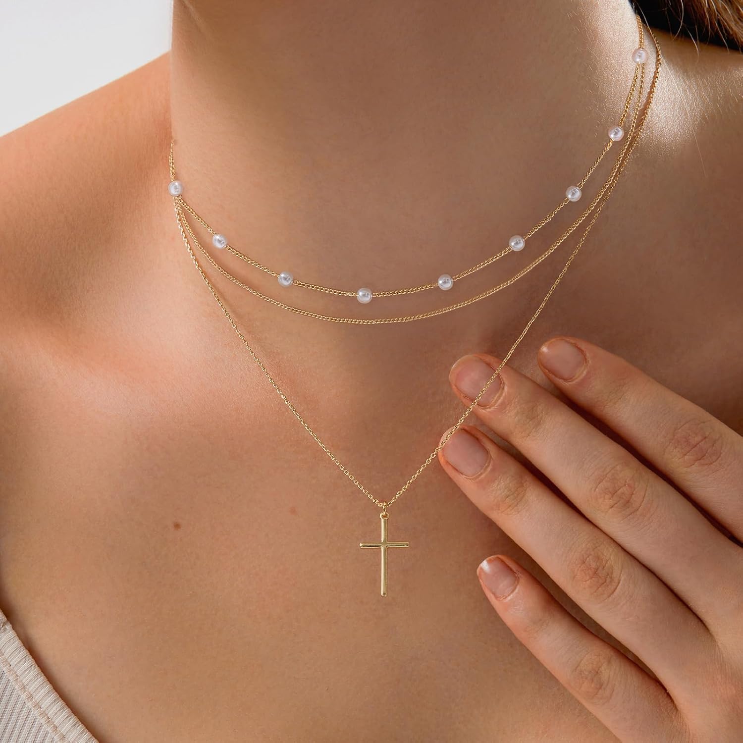Cross Necklace for Women Dainty 14K Gold Silver Plated Small Cross Pendant Choker Simple Cute Cross Gold Necklace for Women Trendy Faith Jewelry Gift - Image 5