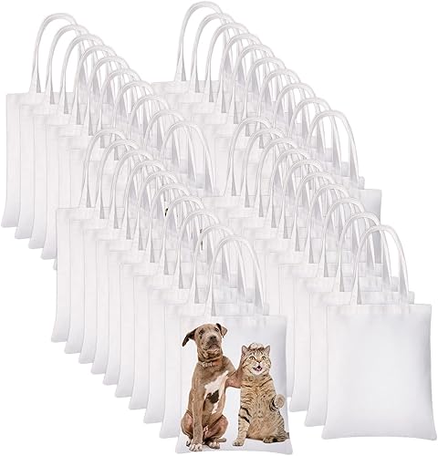 YOUKE OLA 40 bolsas de lona en blanco para sublimación, bolsas de comestibles para decorar manualidades, color blanco, Blanco