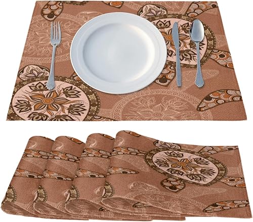Miniatura 2 de Turtle Cute Pattern Placemats Set of 4 Table Mats Washable Placemat Waterproof Place Mats for Party Home Dining Table Decor 18x12 in