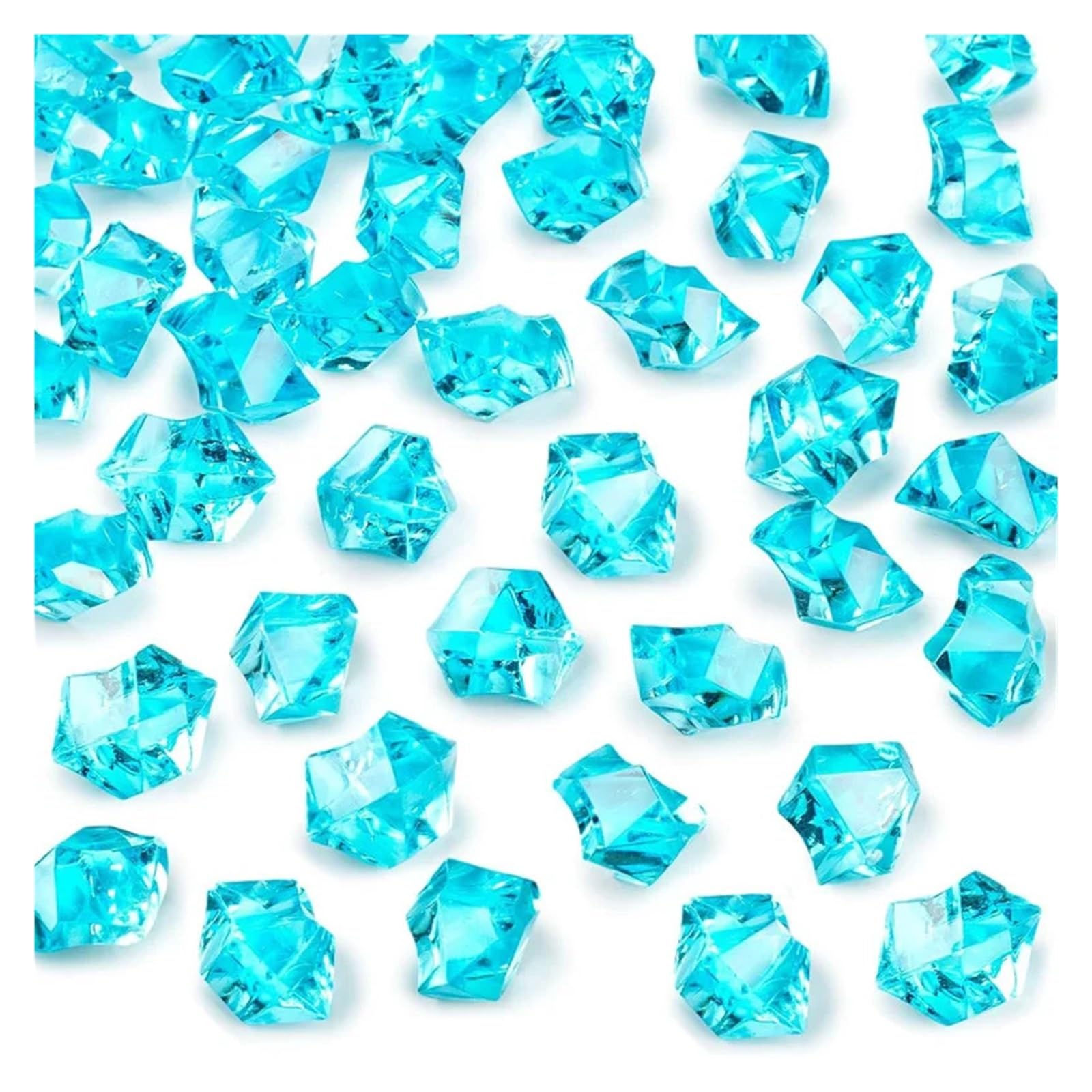 ITRHJTGP Fake Ice Rocks Crushed Diamond Gem Crystals Stones Plastic Fake Ice Rocks Cube Irregular for Vases Fillers(Bright Blue)